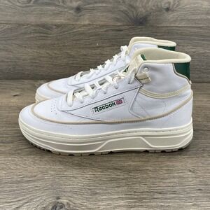 Reebok Club C Extra High Top Platform Sneakers White Green 100048012 Womens 9